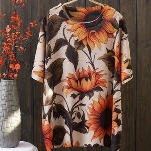 MODCLOTH LIGHTWEIGHT KNIT SUNFLOWER TOP SZ 2X